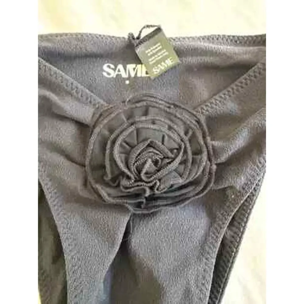 SAME Black Rosette Bikini Bottoms, Size Small — Bottoms Only